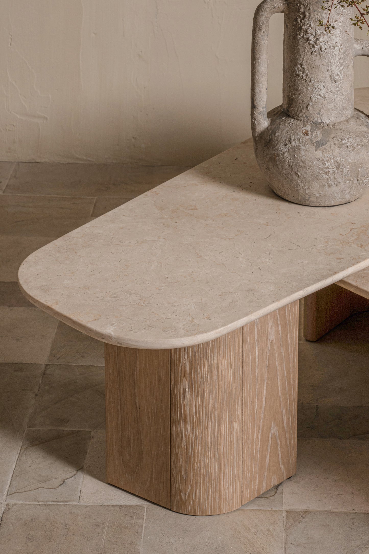 Omada Small Coffee Table with Marble top - Natural wash