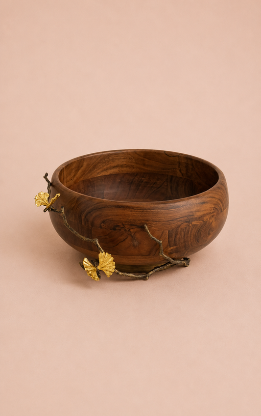 Butterfly Ginkgo Wood Salad Bowl | Michael Aram
