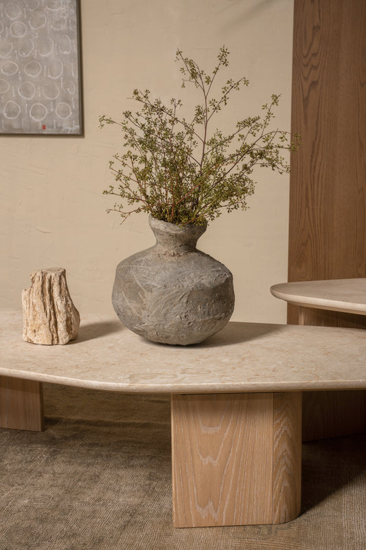 Omada Large Coffee Table with Marble top - Natural wash