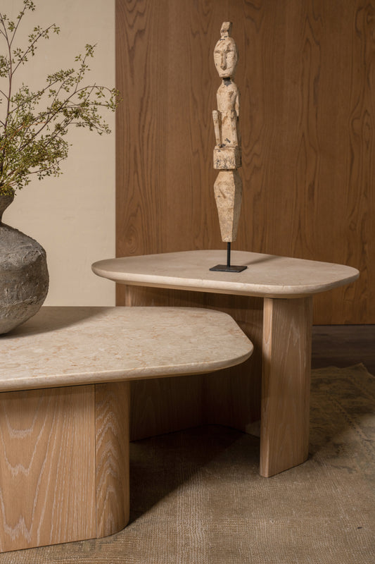 Omada End Table with Marble Top - Natural wash