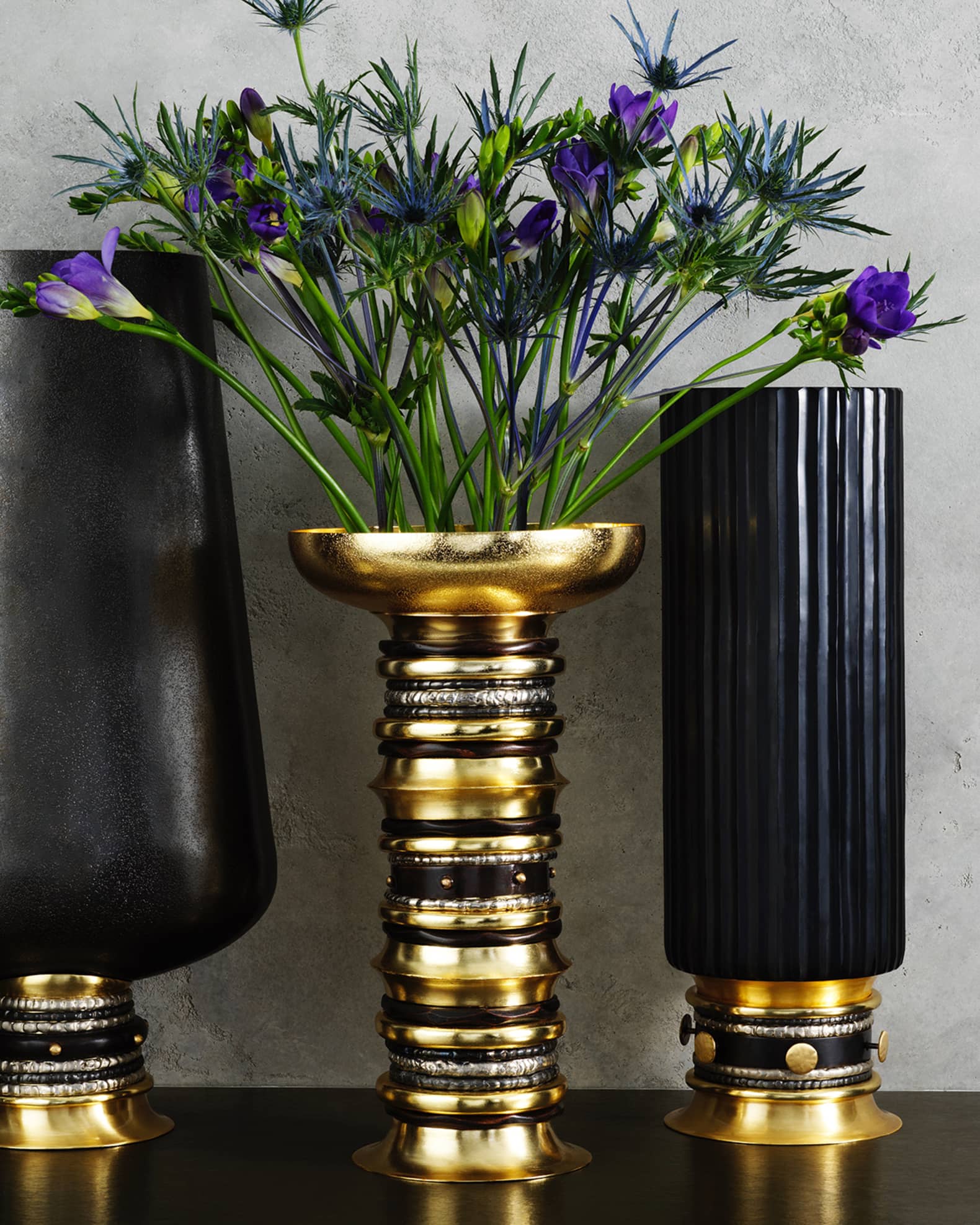 Steel and nickel vase by Michael Aram