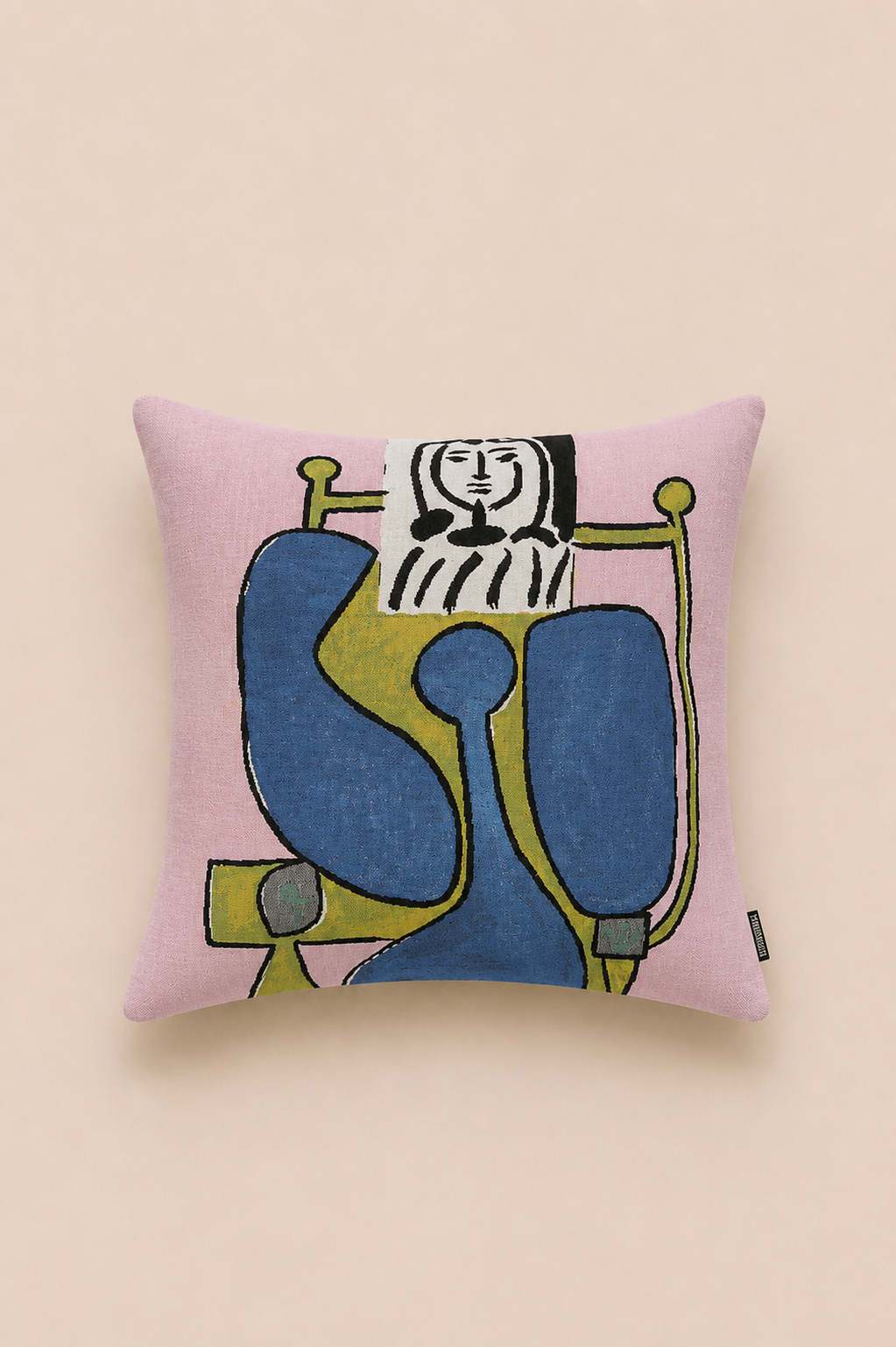 Femme assise à la robe bleue II — Picasso Collection Cushion Cover by jules pansu — view 2 | Amier Home