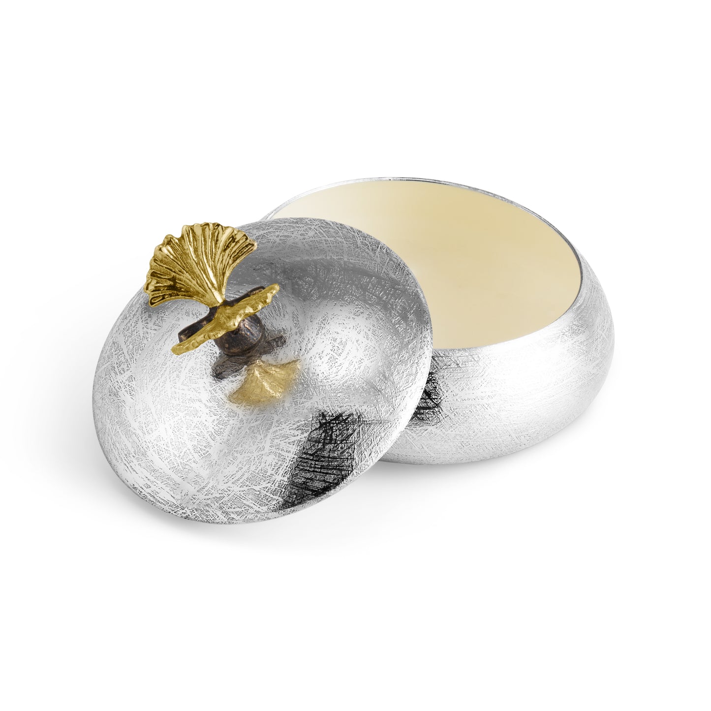 Butterfly Ginkgo Round Trinket Box