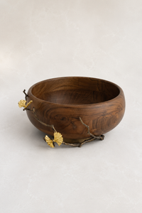 Butterfly Ginkgo Wood Salad Bowl Michael Aram
