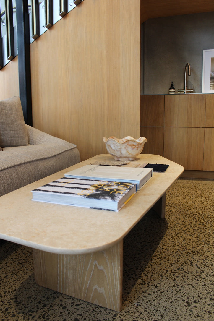 Omada Large Coffee Table with Marble top | Natural wash