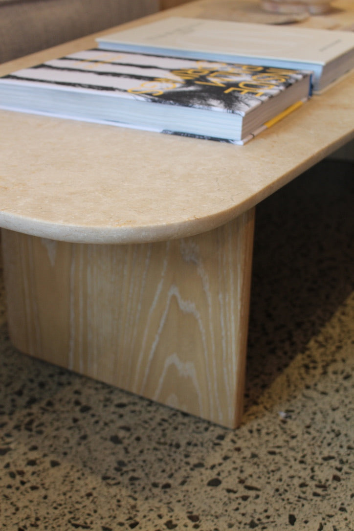Omada Large Coffee Table with Marble top | Natural wash
