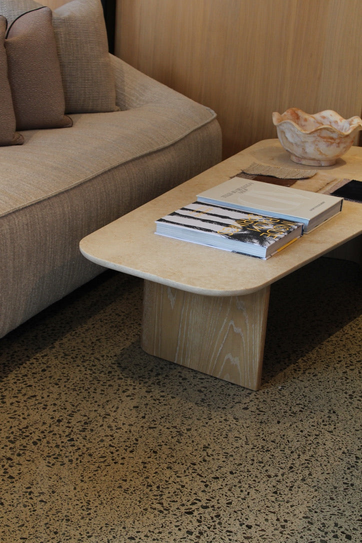Omada Large Coffee Table with Marble top | Natural wash