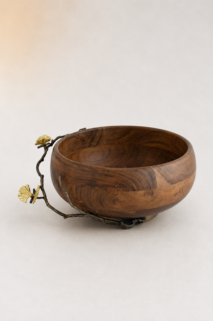 Butterfly Ginkgo Wood Salad Bowl | Michael Aram