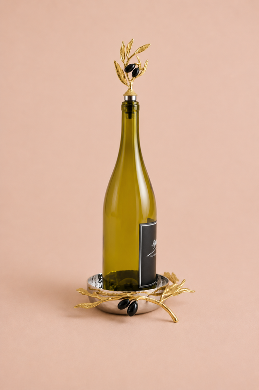 Olive Branch Wine Coaster & Stopper Set | Michael Aram
