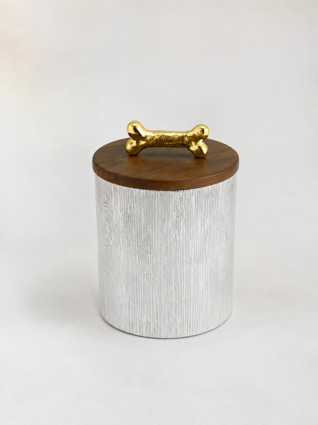 dog bone canister steel and wood Michael Aram