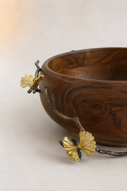 Butterfly Ginkgo Wood Salad Bowl | Michael Aram