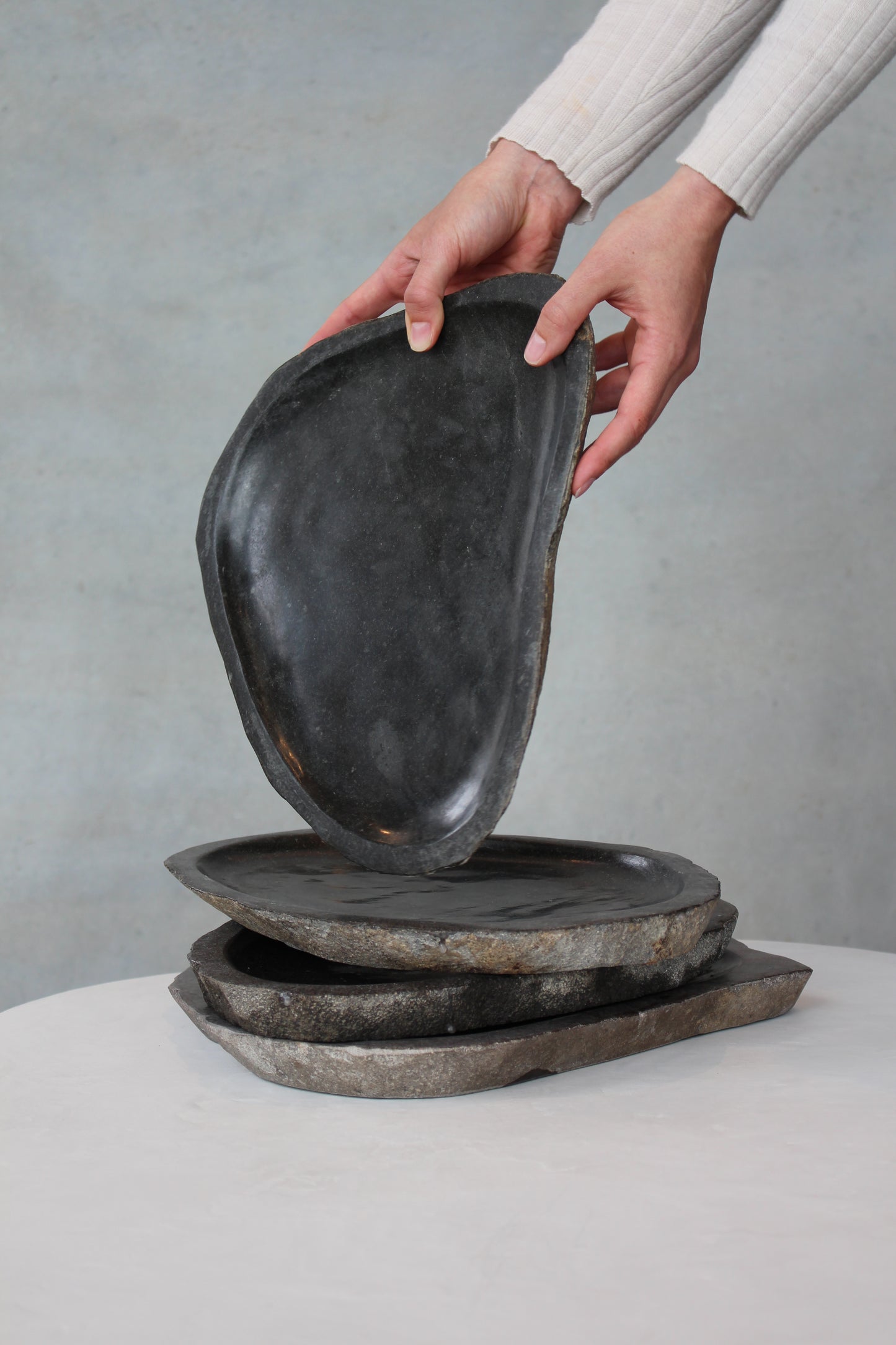 Organic Cut River stone tray