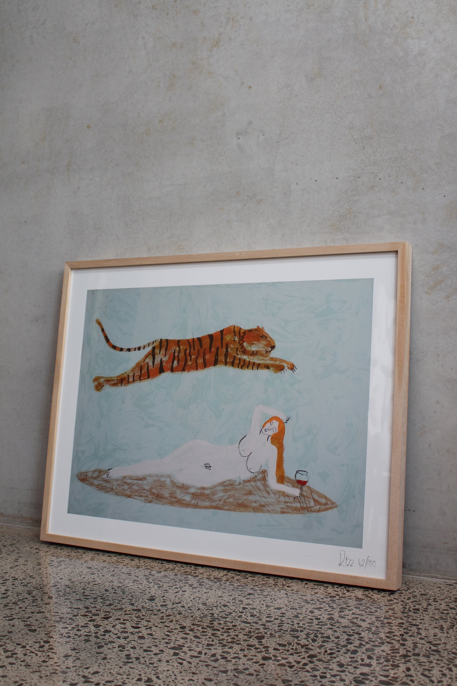 Surf With The Tiger (Small Print) | By rizz RizzRizzRizz