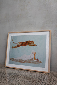 Surf With The Tiger (Small Print) | By rizz RizzRizzRizz
