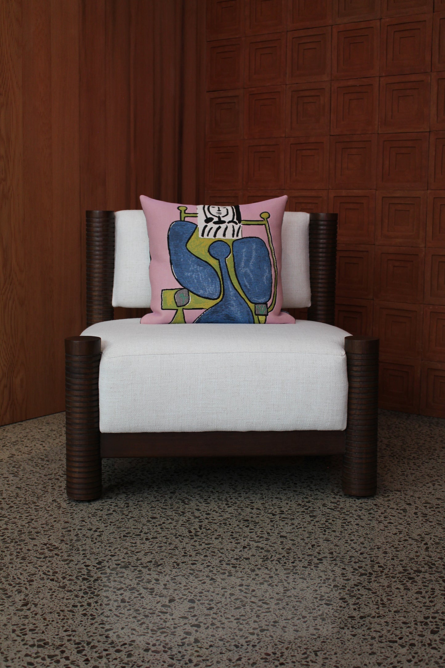 Seated woman in a Blue Dress II 1949 Cushion Cover (Picasso Collection)