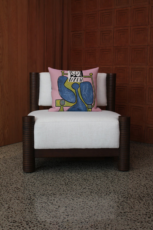 Seated woman in a Blue Dress II 1949 Cushion Cover (Picasso Collection)