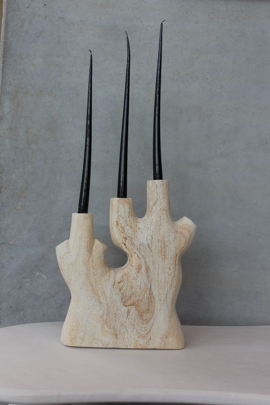 Woodstone coral candle holder