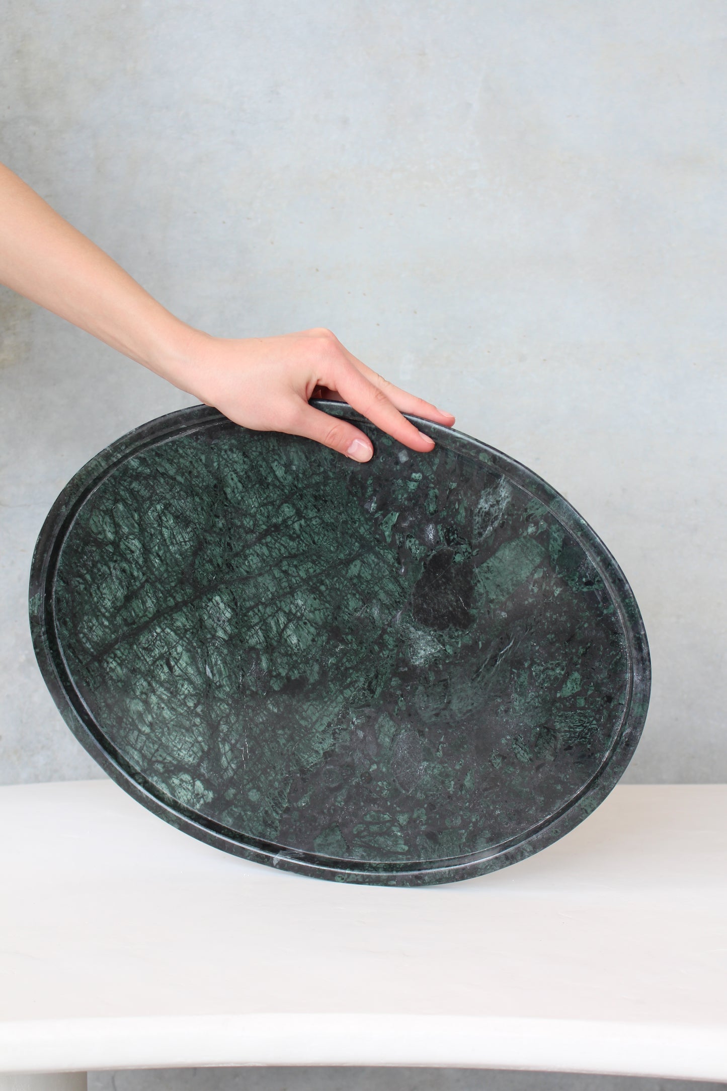 Green parde oval tray