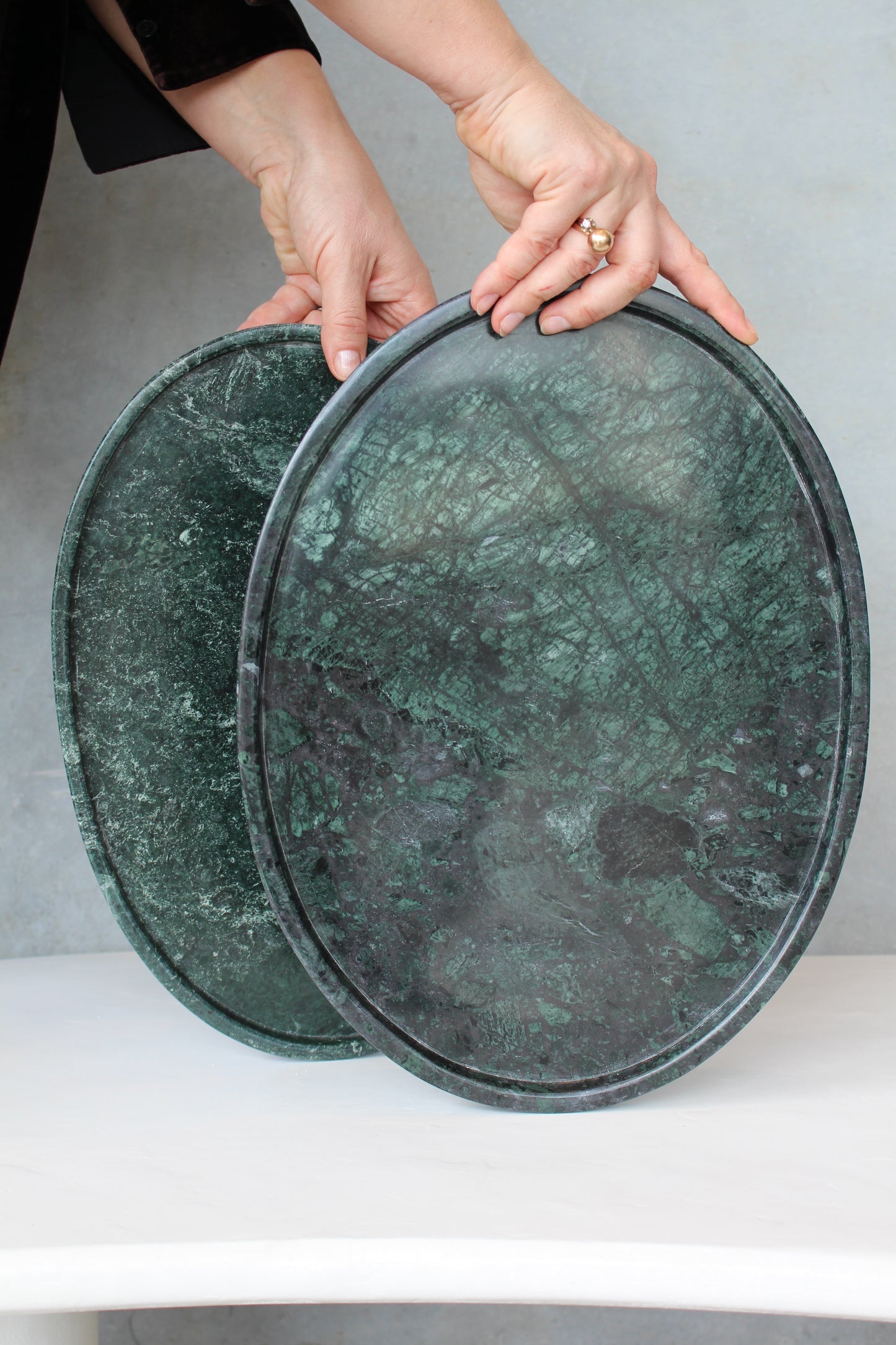 Green parde oval tray