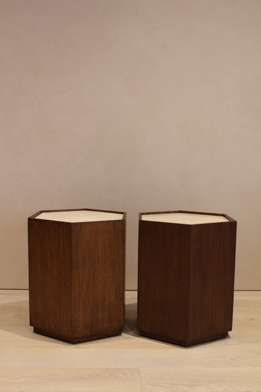 Hexagon Side Table with cupboard