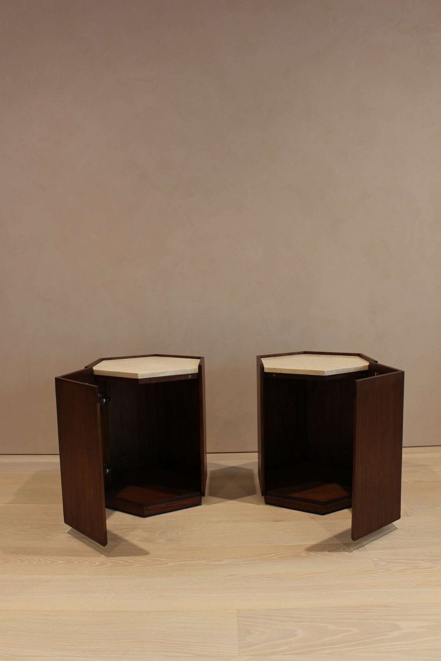 Hexagon Side Table with cupboard