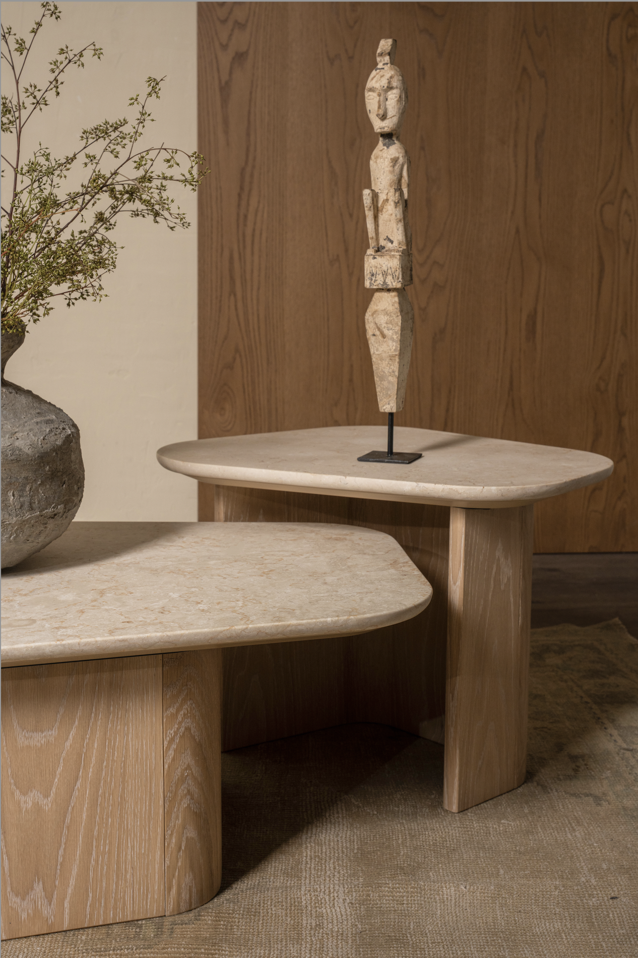 Omada End Table Marble Top wood base - small table