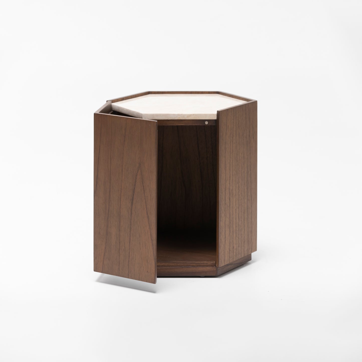 Hexagon Side Table with cupboard