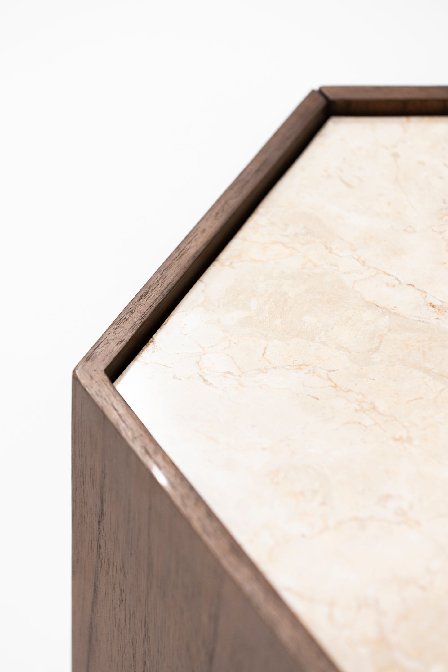 Hexagon Side Table with cupboard