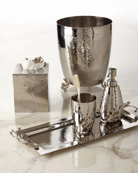 White Orchid Waste Basket Steel Bowl