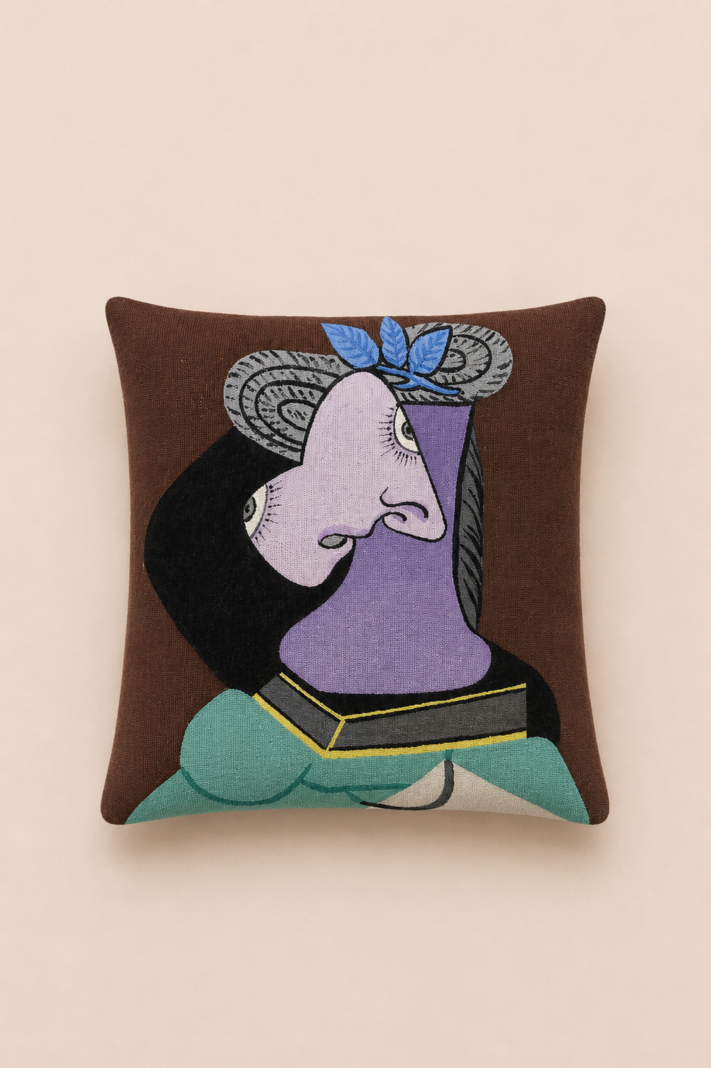 The Straw Hat with Blue Foliage — Picasso Collection Cushion Cover by jules pansu — view 2 | Amier Home