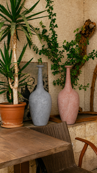 textured terracotta fiber cement vase 