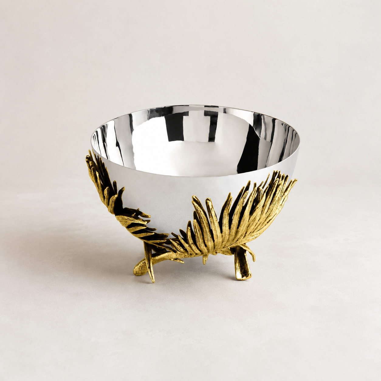 Palm Medium Bowl - Michael Aram - Silver and gold steel - Salad bowl - Fruit bowl