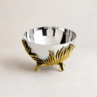 Palm Medium Bowl - Michael Aram - Silver and gold steel - Salad bowl - Fruit bowl