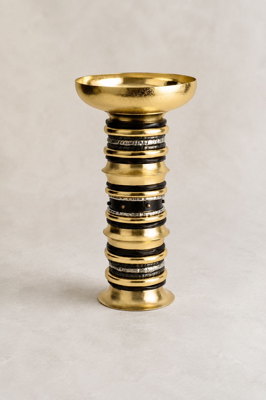 Steel and nickel vase by Michael Aram