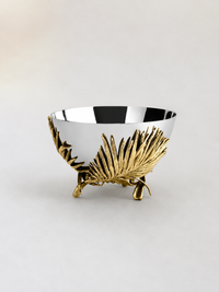 Palm Medium Bowl - Michael Aram - Silver and gold steel