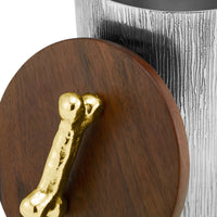 dog bone pet canister steel and wood Michael Aram